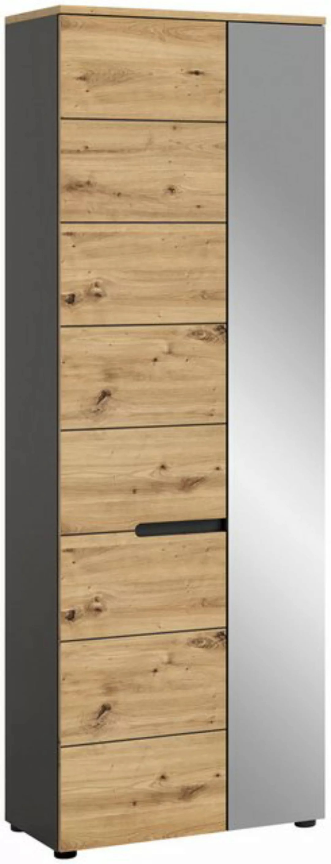 xonox.home Garderobenschrank in Basalt Grau / Artisan - 65x190x37cm (BxHxT) günstig online kaufen