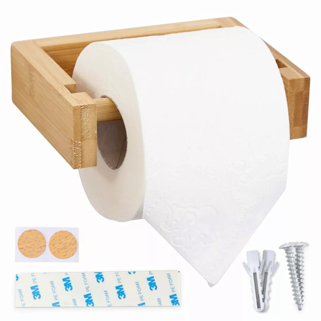 HENNEZ Toilettenpapierhalter Bambus - ohne Bohren günstig online kaufen