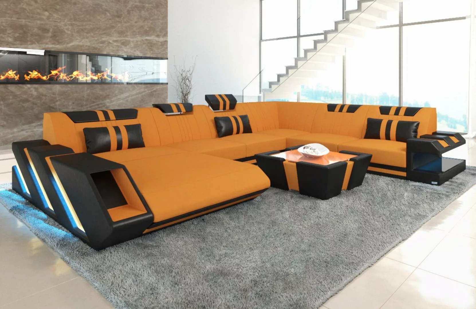 Sofa Dreams Wohnlandschaft Polster Sofa Stoff Couch Apollonia XXL U Form St günstig online kaufen