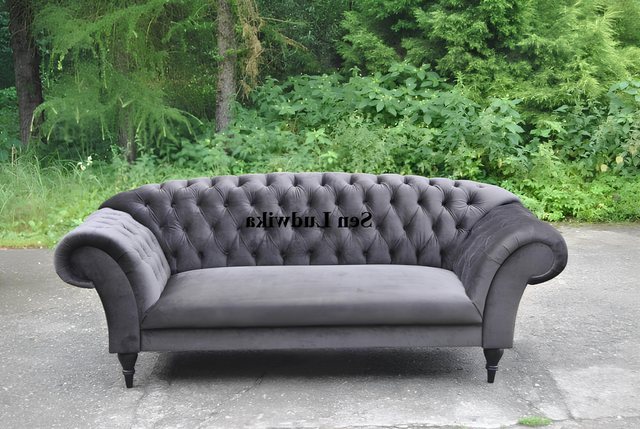 Xlmoebel Sofa Neue graue Chesterfield 3-Sitzer Design-Polstersitz Textilsof günstig online kaufen