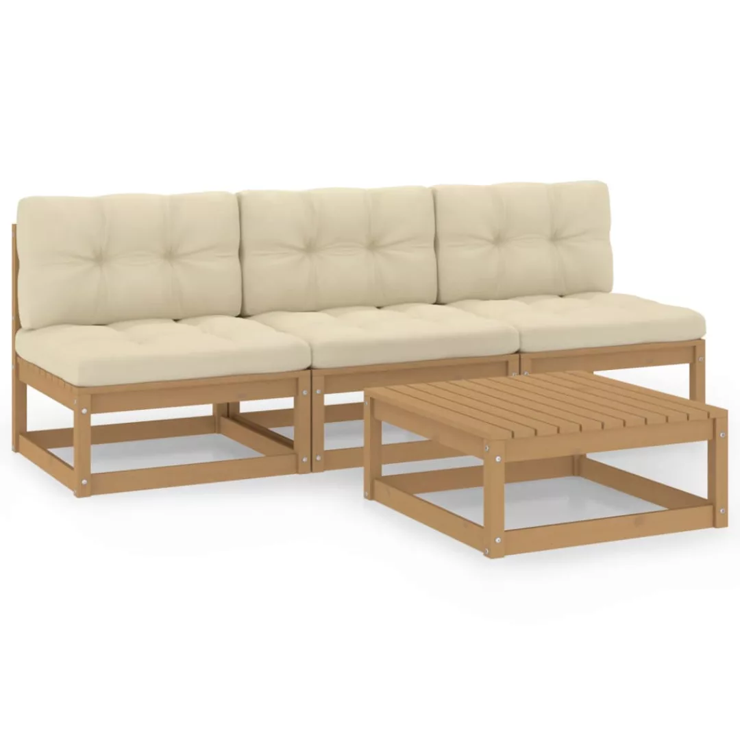 4-tlg. Garten-lounge-set Mit Kissen Kiefer Massivholz günstig online kaufen