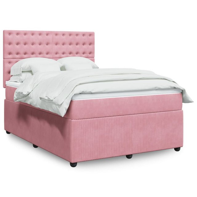 vidaXL Boxspringbett, Boxspringbett mit Matratze Rosa 140x190 cm Samt günstig online kaufen