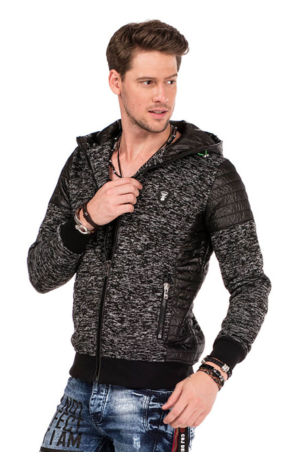 Cipo & Baxx Strickjacke, mit Leder Highlights günstig online kaufen