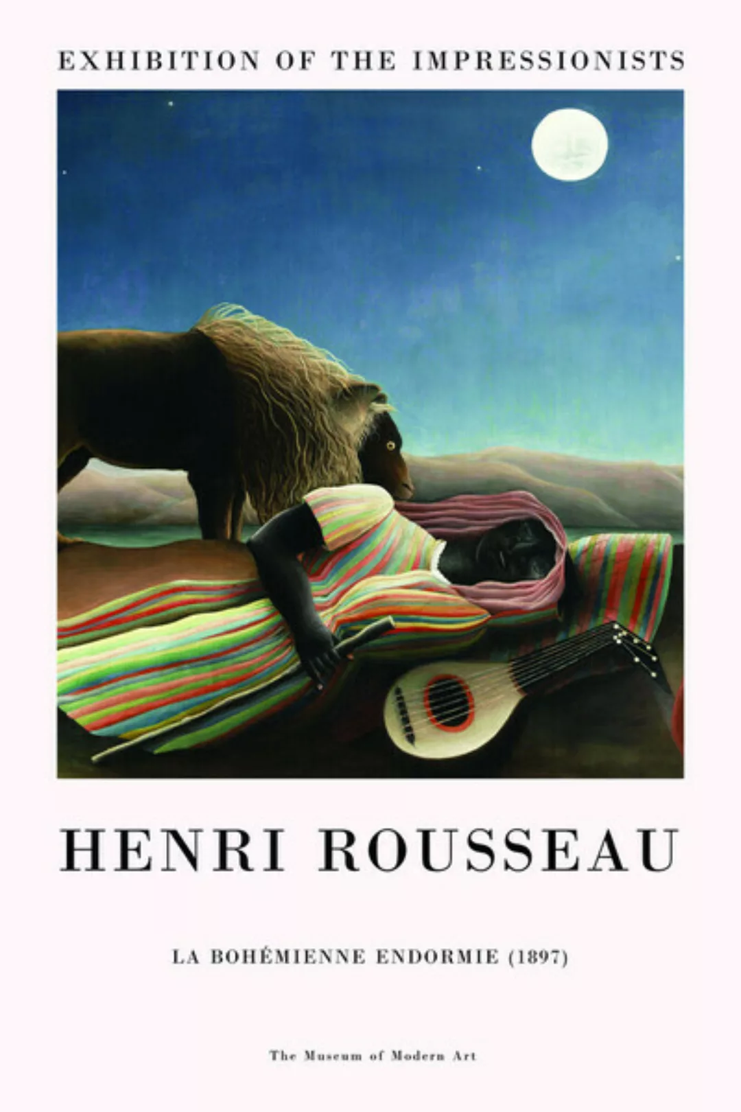Poster / Leinwandbild - Henri Rousseau's: La Bohémienne Endormie - Ausstell günstig online kaufen