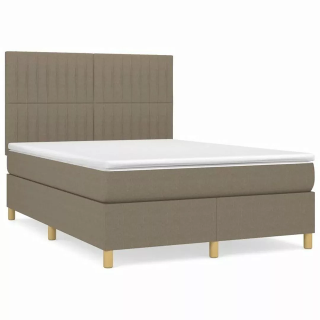 vidaXL Boxspringbett Boxspringbett mit Matratze Taupe 140x200 cm Stoff Bett günstig online kaufen