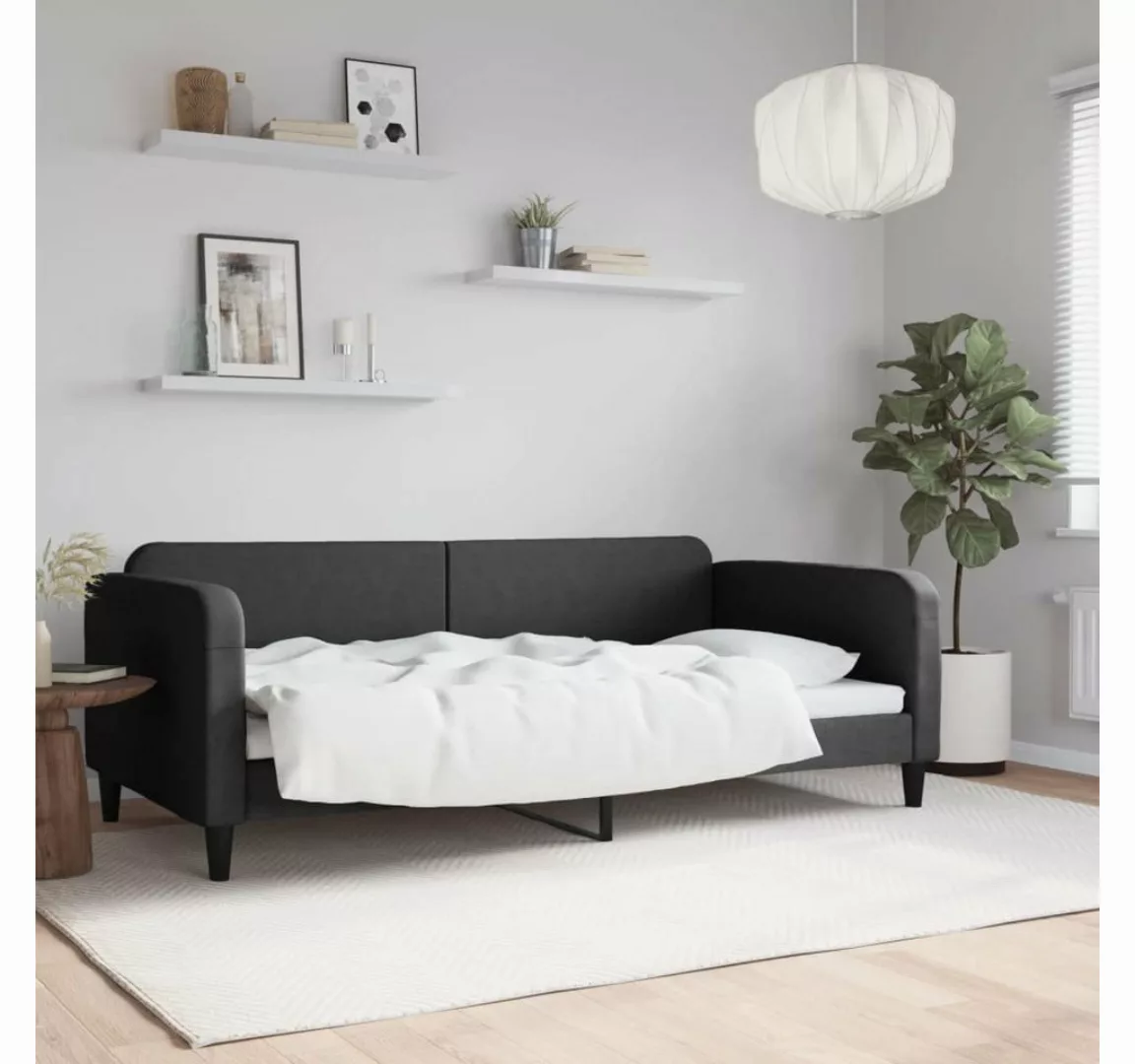 furnicato Bett Tagesbett Schwarz 100x200 cm Stoff günstig online kaufen