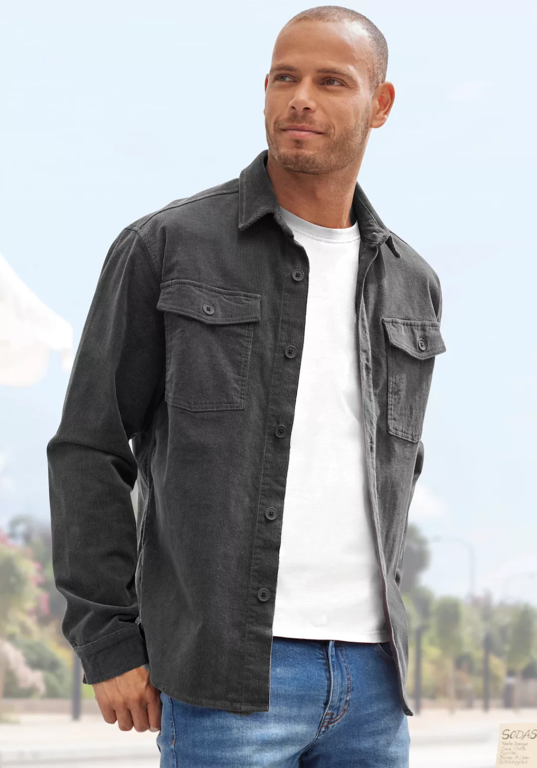 John Devin Hemdjacke, modernes Cord-Overshirt mit aufgesetzten Taschen günstig online kaufen