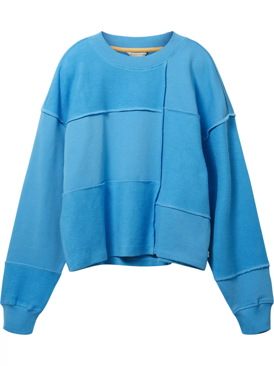 Tom Tailor Denim Damen Sweatshirt CROPPED PATCHWORK - Oversized Fit günstig online kaufen