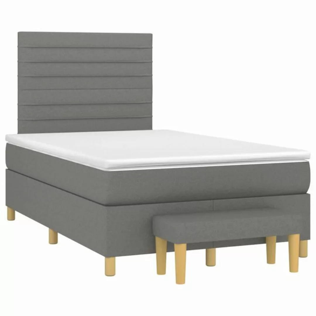 vidaXL Bett Boxspringbett mit Matratze Dunkelgrau 120x190 cm Stoff günstig online kaufen