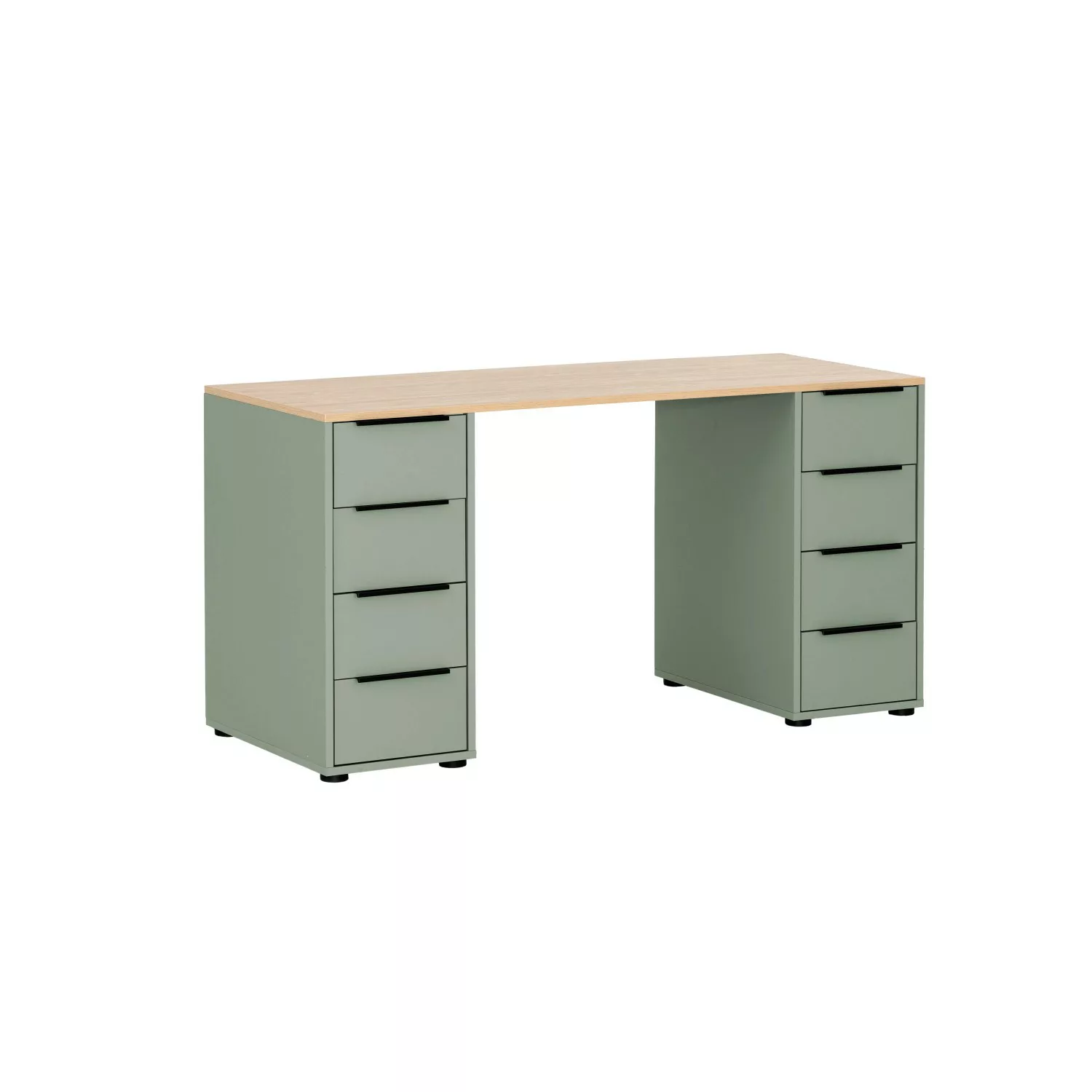 PROREGAL Schreibtisch Kangaroo HxBxT 73 x 140 x 55,5 cm 8 Schubladen Pistaz günstig online kaufen