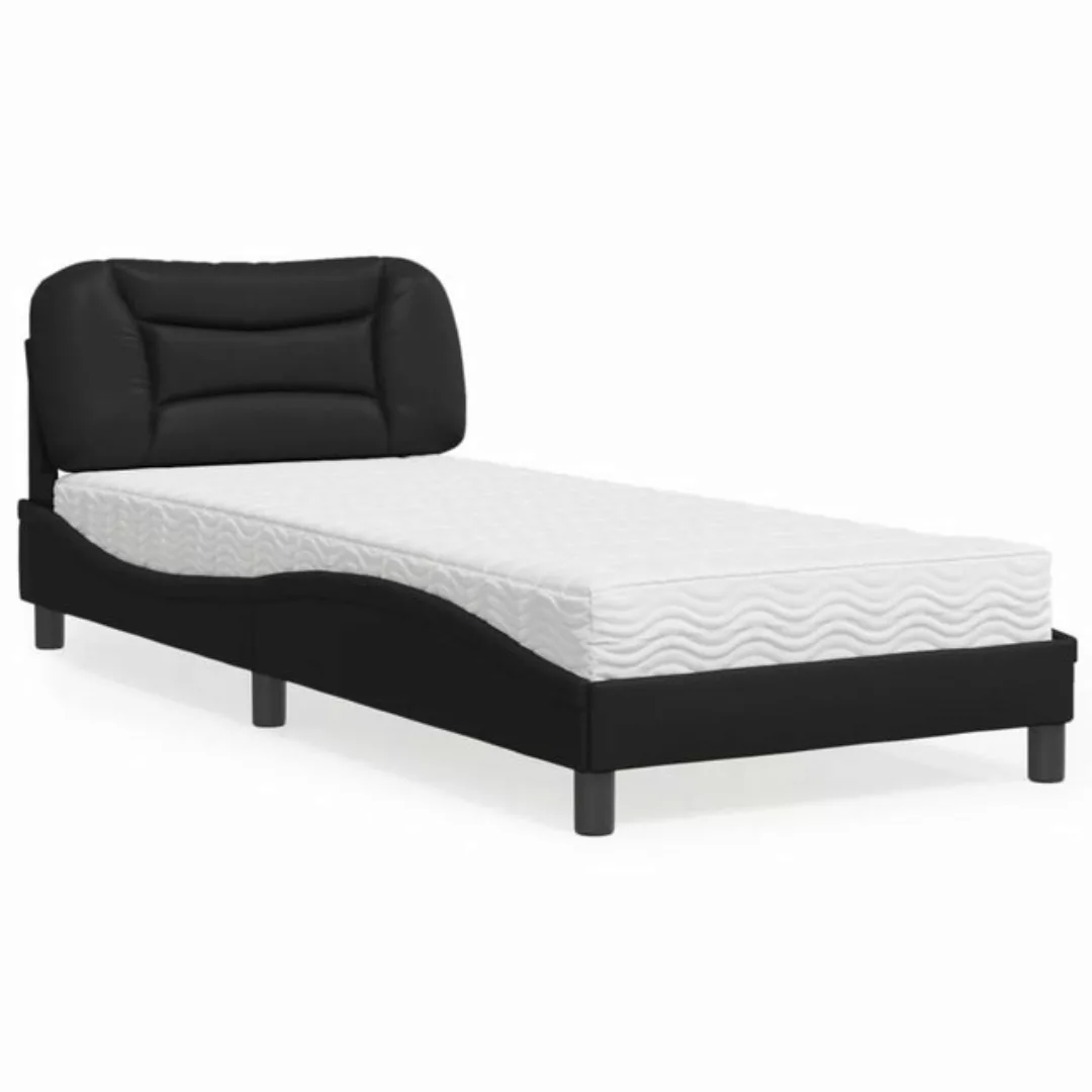 vidaXL Bett Bett mit Matratze Schwarz 90x190 cm Kunstleder günstig online kaufen