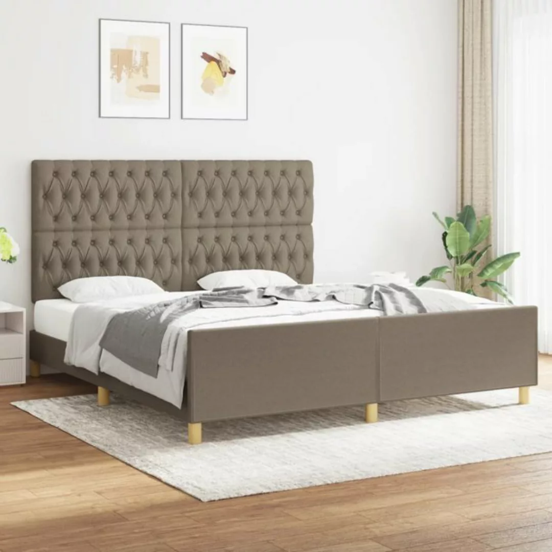 vidaXL Bettgestell Bettrahmen mit Kopfteil Taupe 180x200 cm Stoff Bett Bett günstig online kaufen