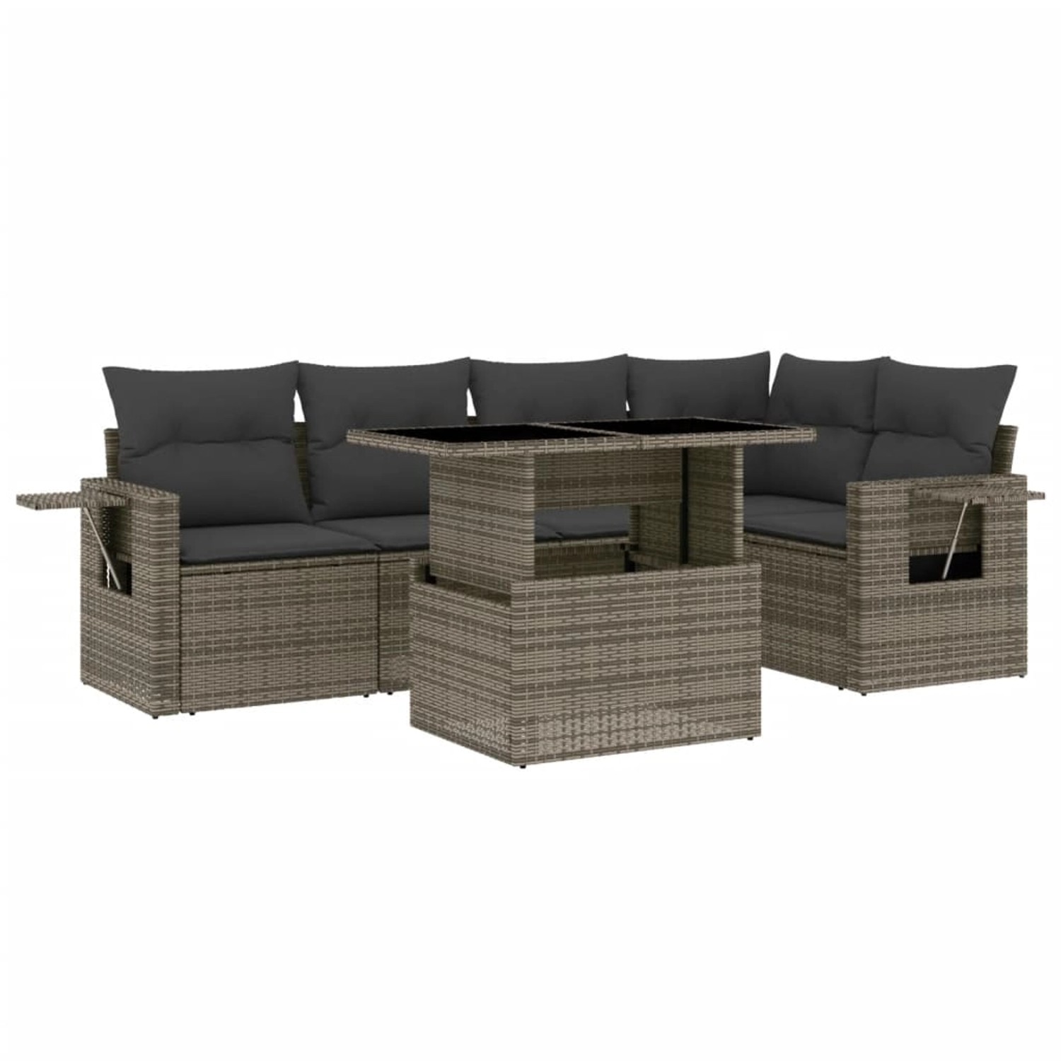 vidaXL 6-tlg Garten-Sofagarnitur mit Kissen Grau Poly Rattan Modell 179 günstig online kaufen