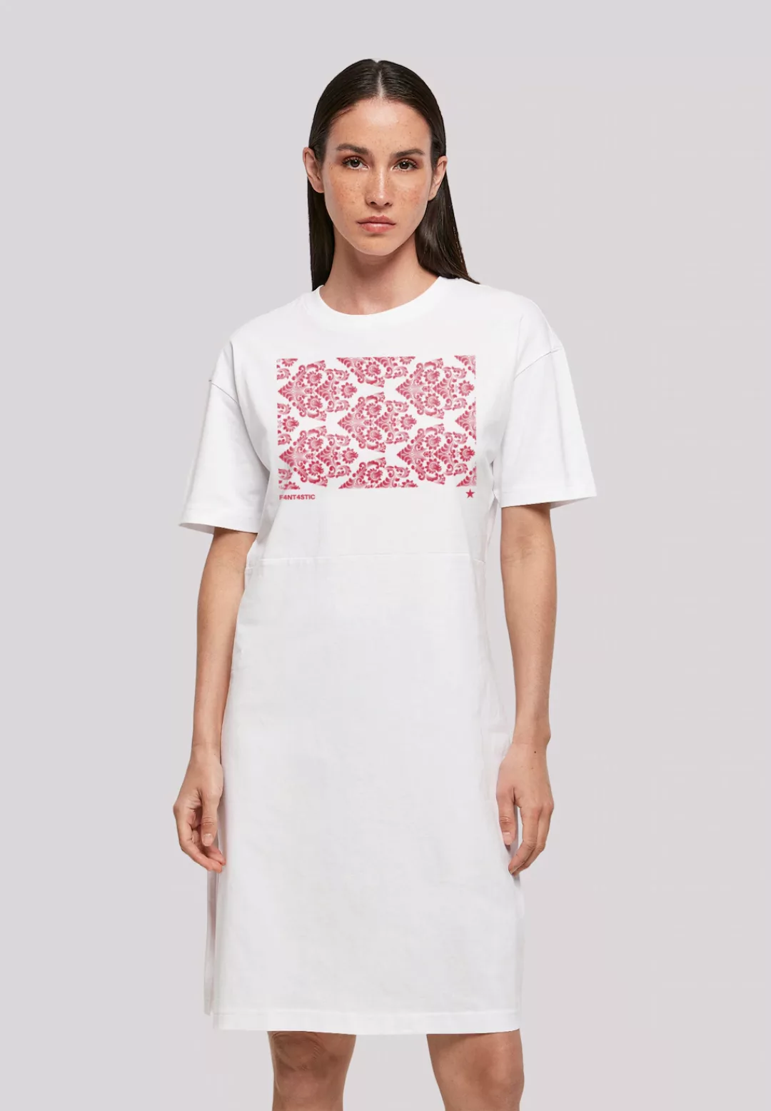 F4NT4STIC Shirtkleid "Muster Blumen Rot" günstig online kaufen