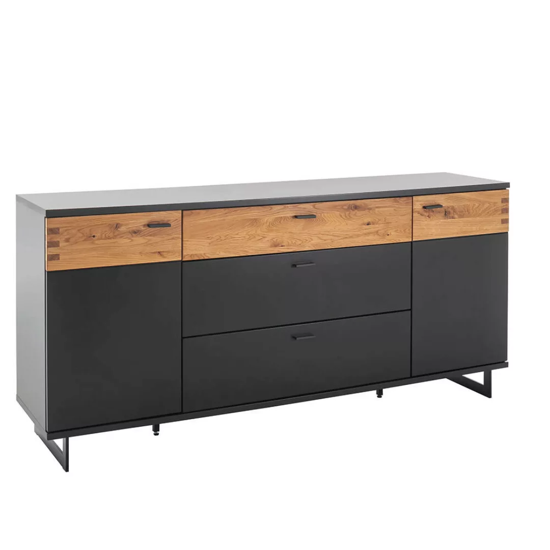 Wohn- / Esszimmer Sideboard, 180cm, in schwarzgrau lackiert mit Wildeiche m günstig online kaufen