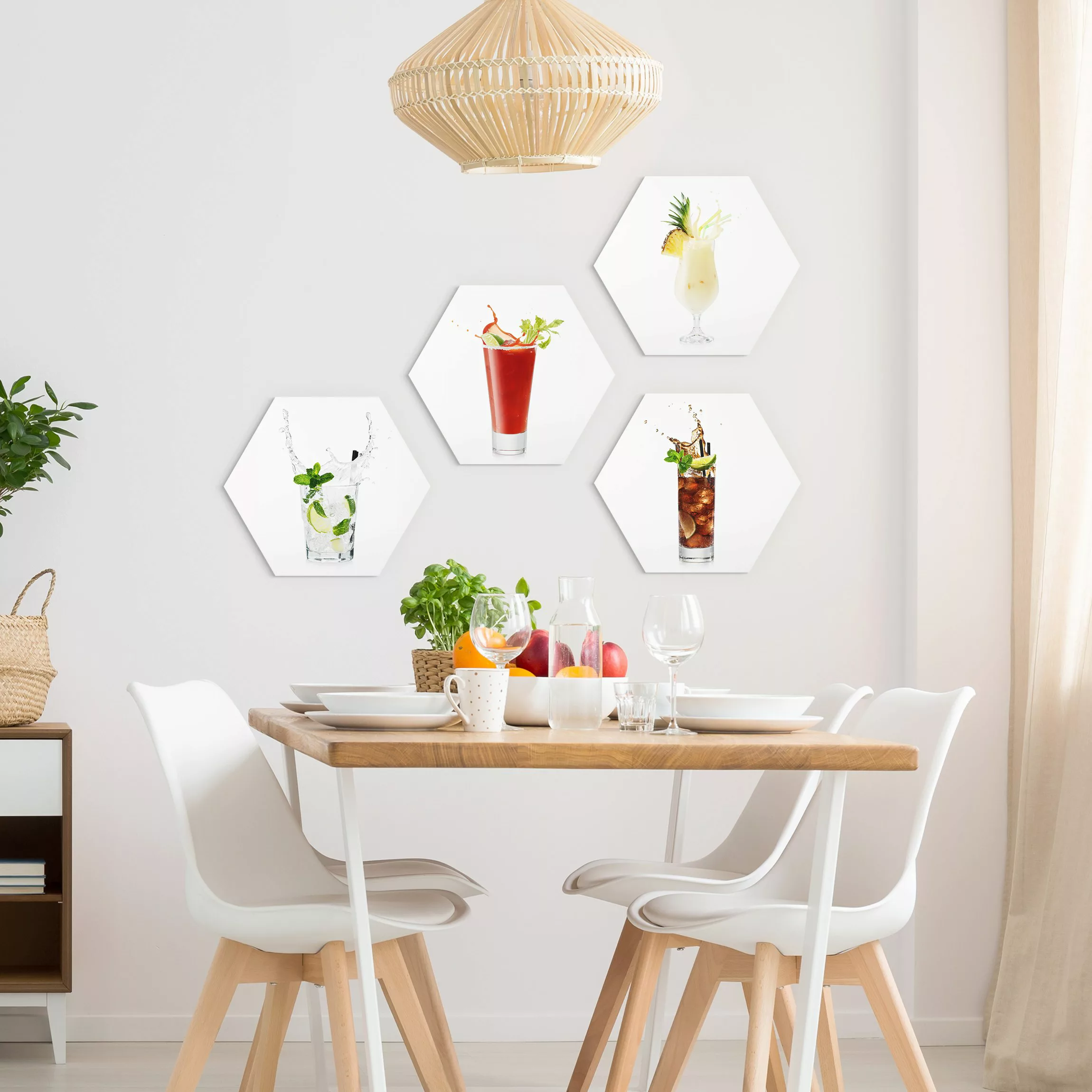 4-teiliges Hexagon-Forexbild Cocktail Splash Set I günstig online kaufen
