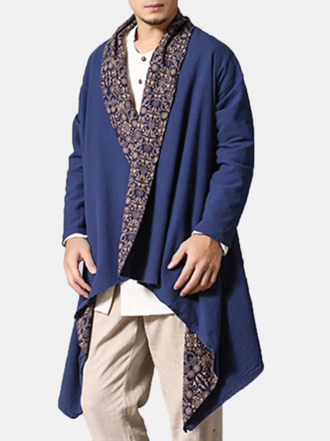 Herren doppelseitige tragbare Trenchcoat Baumwolle Leinen Shirt Cardgans Re günstig online kaufen