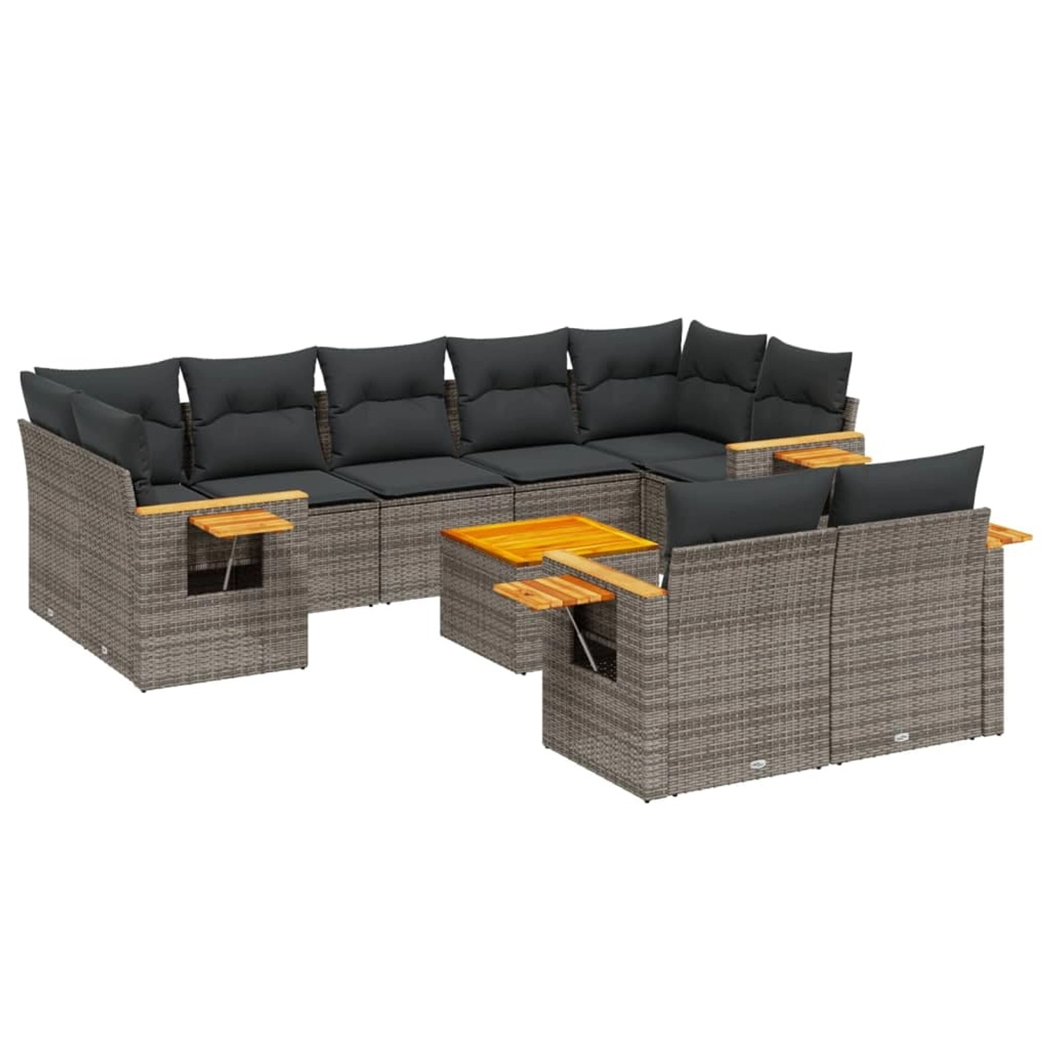 vidaXL 10-Tlg Garten-Sofagarnitur mit Kissen Grau Poly Rattan 3227159 günstig online kaufen