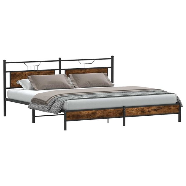 vidaXL Bett Metallbett ohne Matratze Räuchereiche 200x200 cm günstig online kaufen