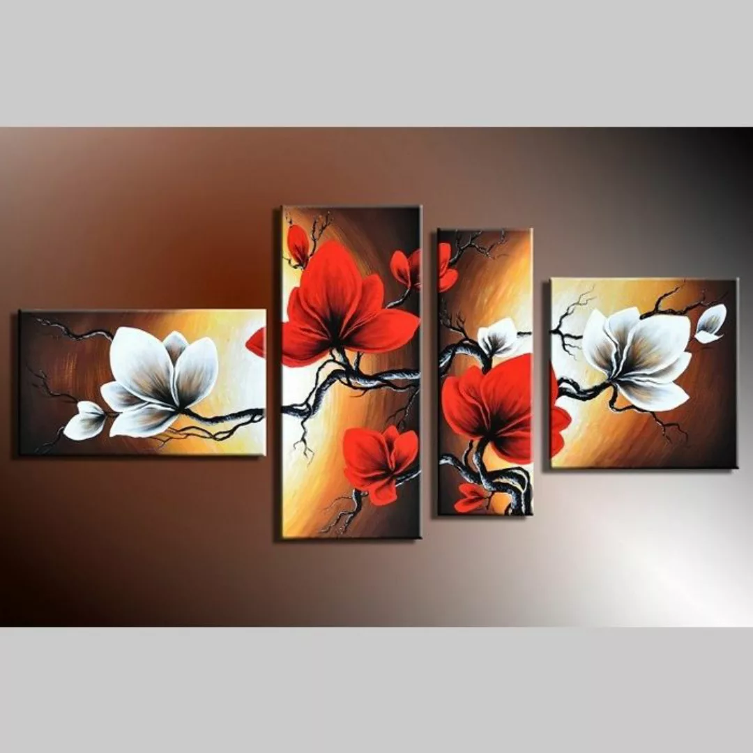 4 Leinwandbilder BLUMEN (1) 140 x 80cm Handgemalt günstig online kaufen
