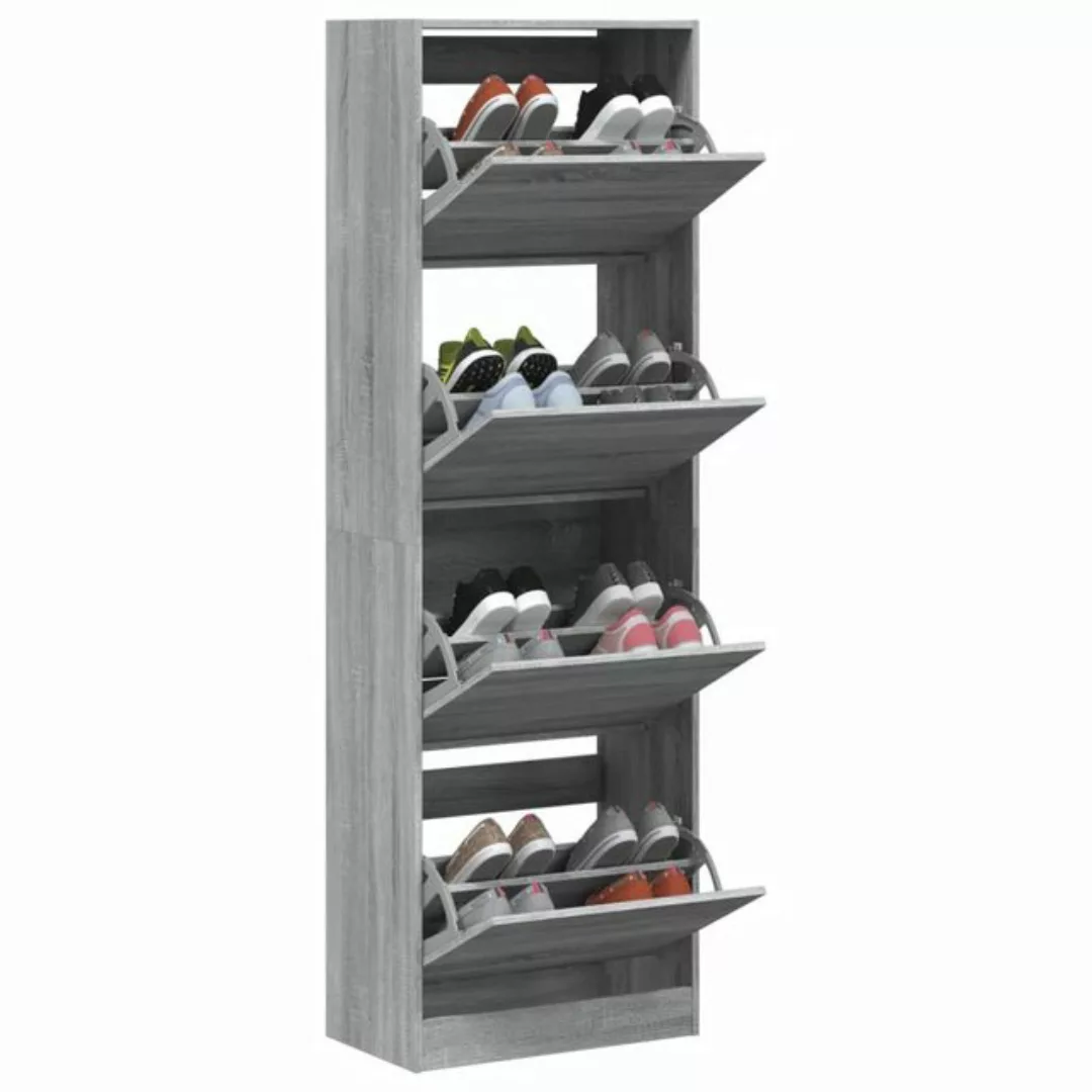 vidaXL Schuhschrank Schuhschrank mit 4 Klappen Grau Sonoma 60x34x187,5 cm günstig online kaufen