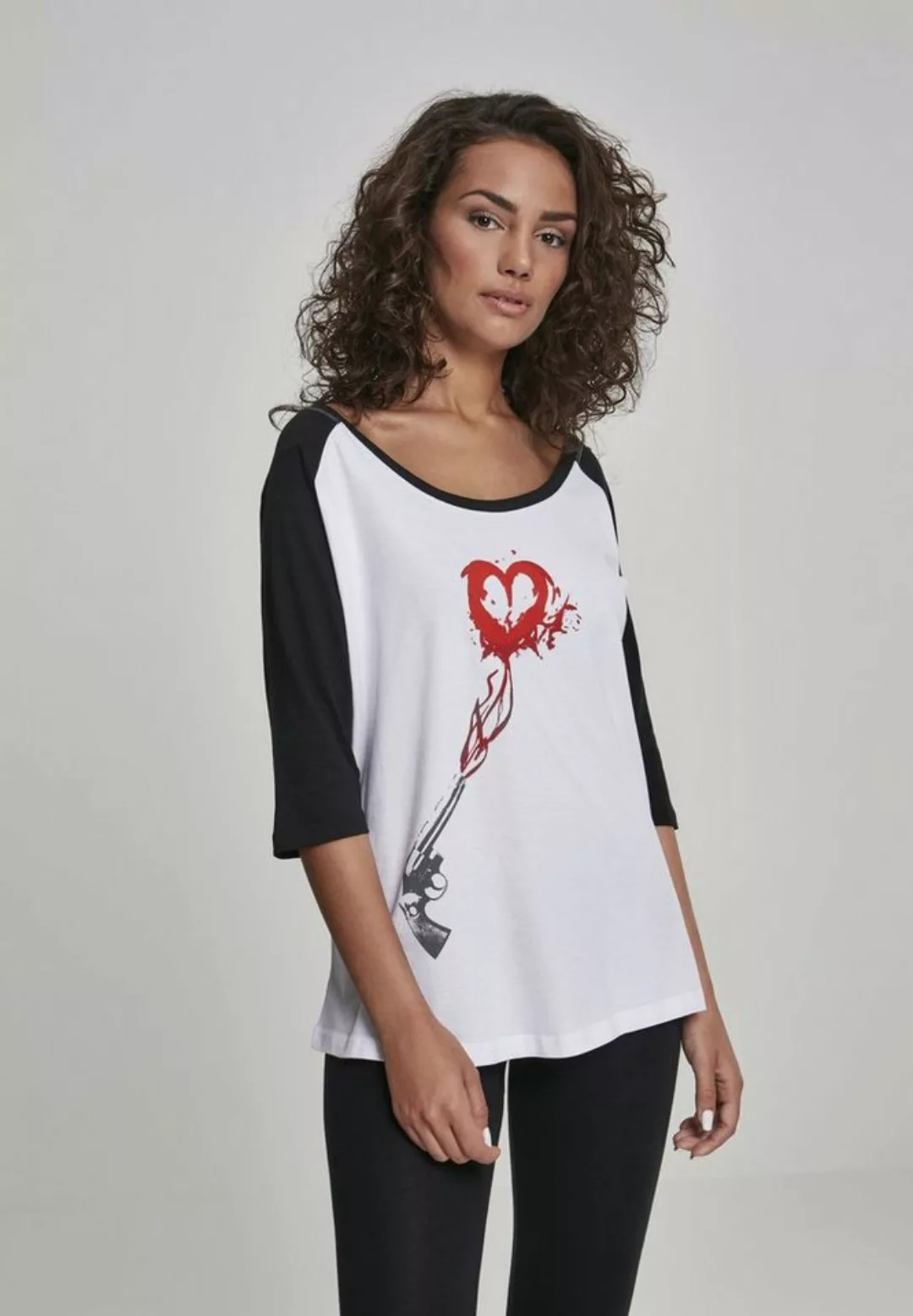 MisterTee T-Shirt MisterTee Damen Ladies Pistol Heart Raglan Tee (1-tlg) günstig online kaufen