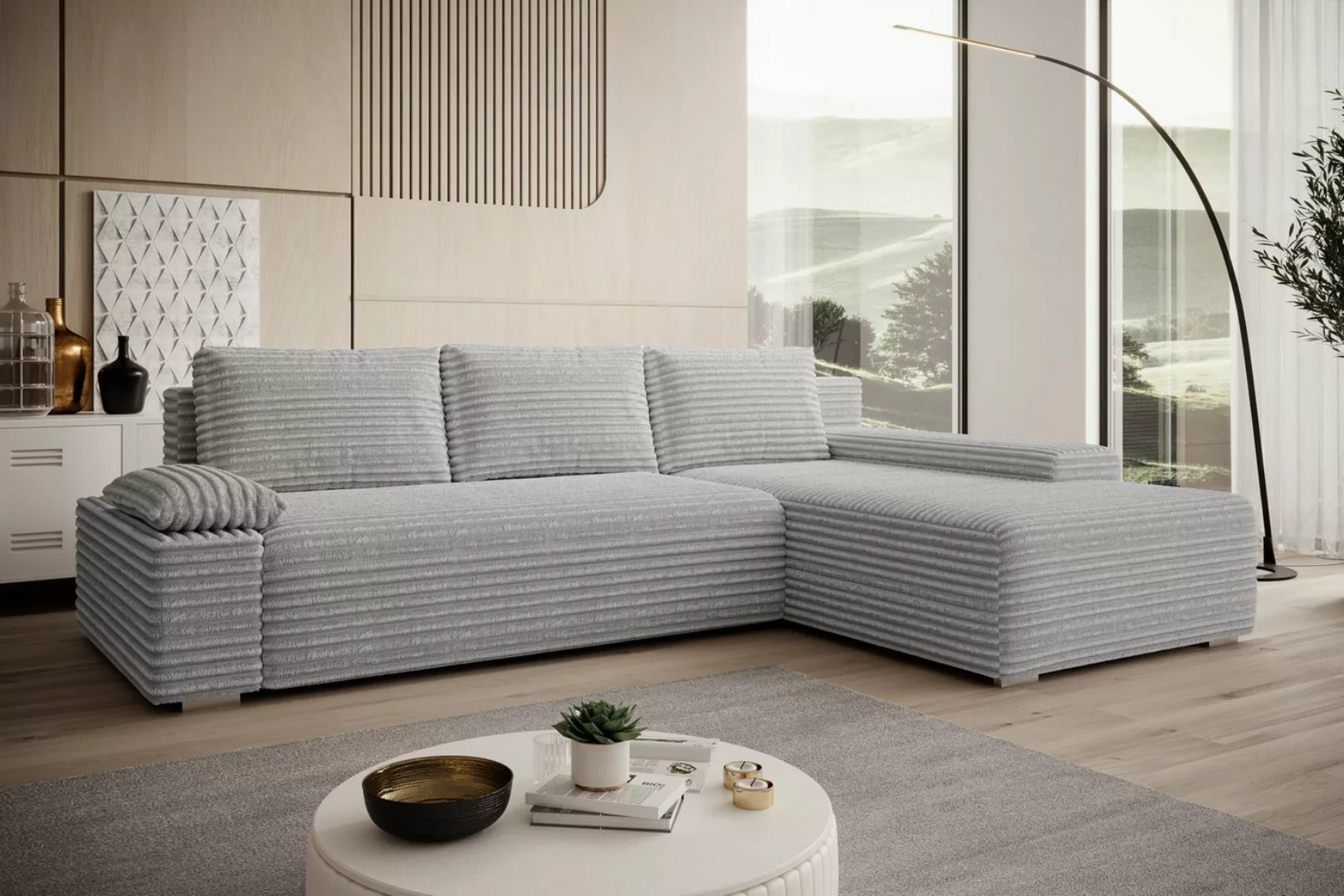 PROMETO Möbel Ecksofa Ecksofa LINEA mit Schlaffunktion und Bettkasten in Be günstig online kaufen