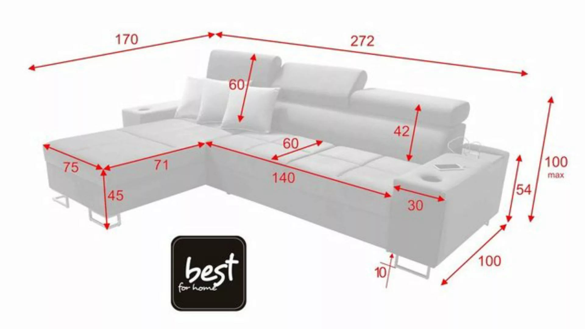 Best for Home Ecksofa Anita I Mini Luxus und Elegantes mit Schlaffunktion, günstig online kaufen