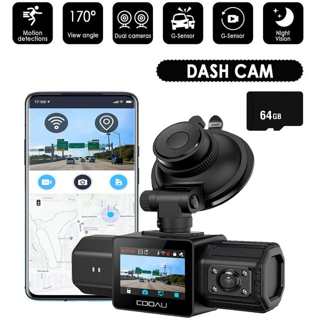 COOAU Dashcam Auto,2,5K+1440P+1080P Autokamera,mit 1.5 TFT LCD Bildschirm D günstig online kaufen
