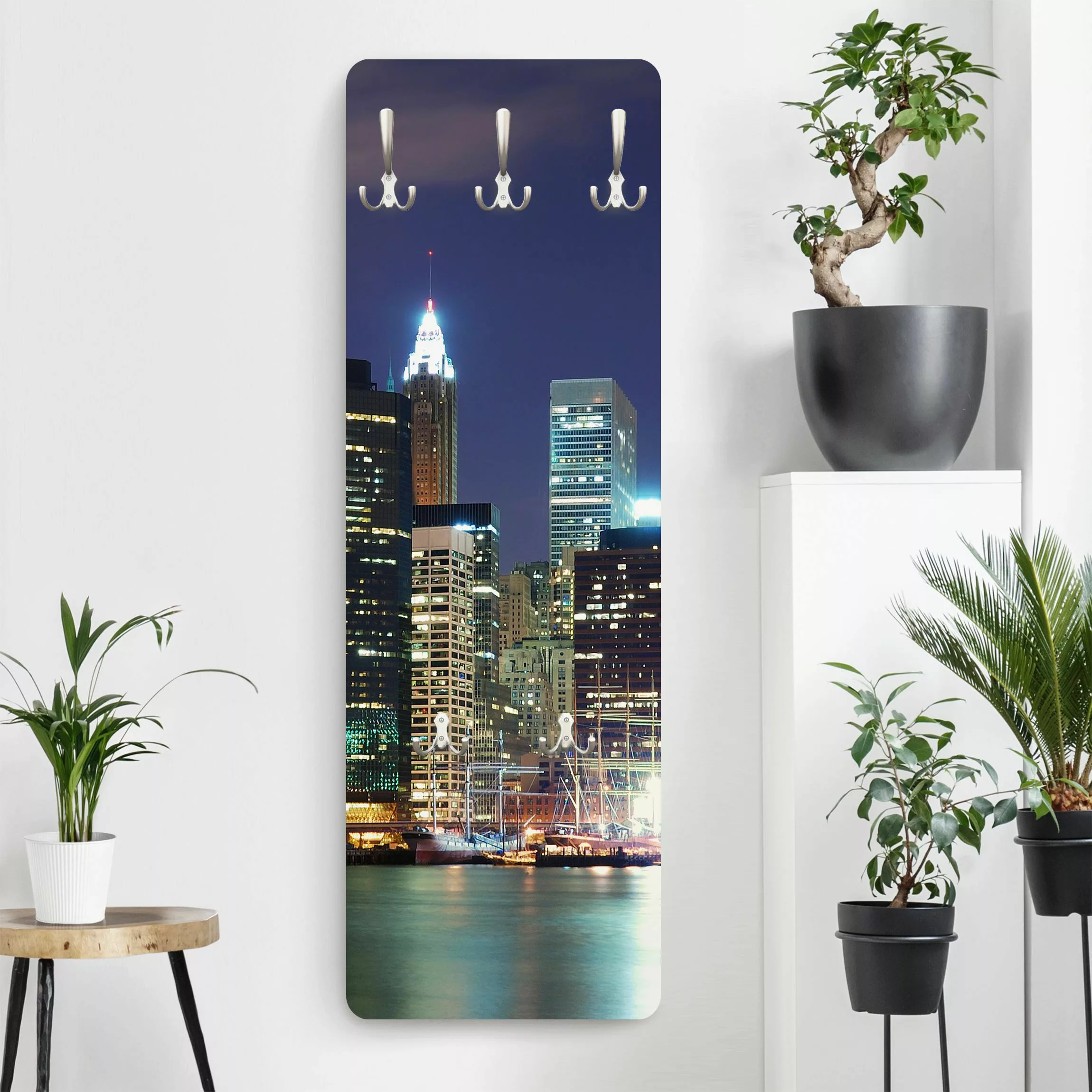 Wandgarderobe Holzpaneel Architektur & Skyline Manhattan in New York City günstig online kaufen