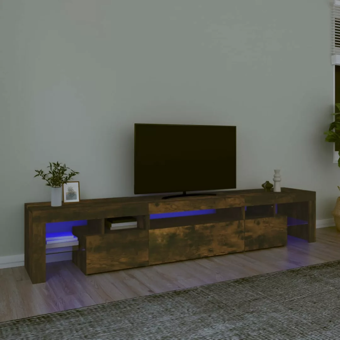 Vidaxl Tv-schrank Mit Led-leuchten Räuchereiche 215x36,5x40 Cm günstig online kaufen