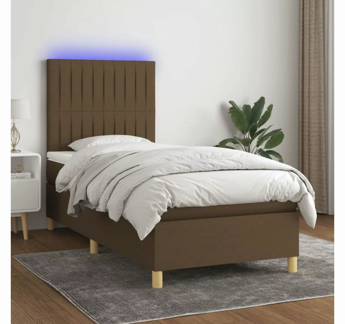 vidaXL Boxspringbett (80 x 200 cm, Streifen Vertikal, Braun), mit LED günstig online kaufen