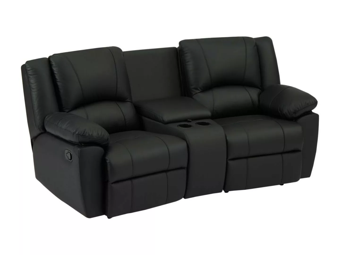 Relaxsofa 2-Sitzer - Rindsleder - Schwarz - AROMA günstig online kaufen