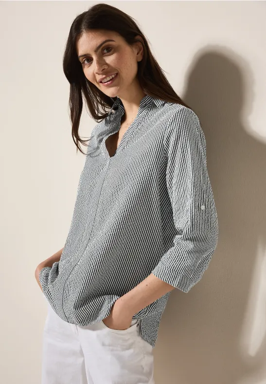 Gestreifte Seersucker Bluse günstig online kaufen