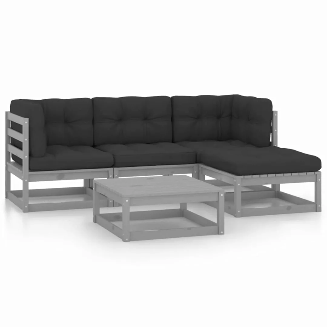 5-tlg. Garten-lounge-set Mit Kissen Kiefer Massivholz günstig online kaufen