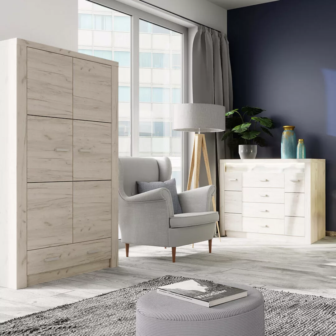 Schlafzimmer Set 2-teilig modern in Esche weiß INGENIO-161 günstig online kaufen