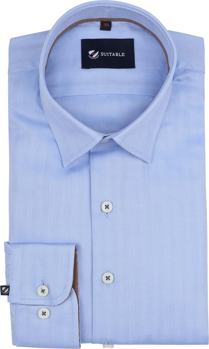 Suitable Hemd Herringbone Hellblau - Größe 40 günstig online kaufen