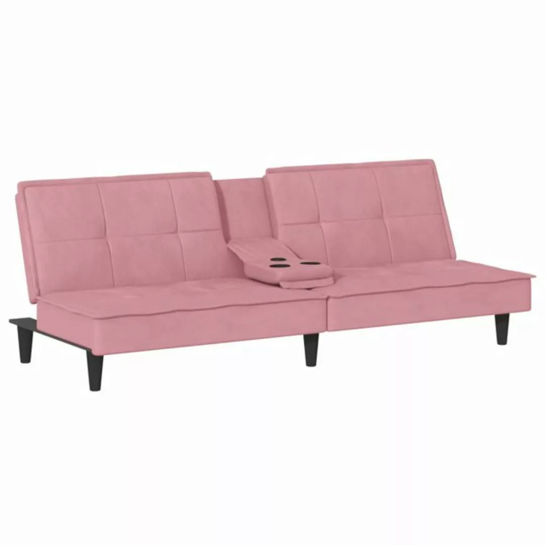 vidaXL Schlafsofa, Sofa mit Getränkehaltern Rosa Samt günstig online kaufen