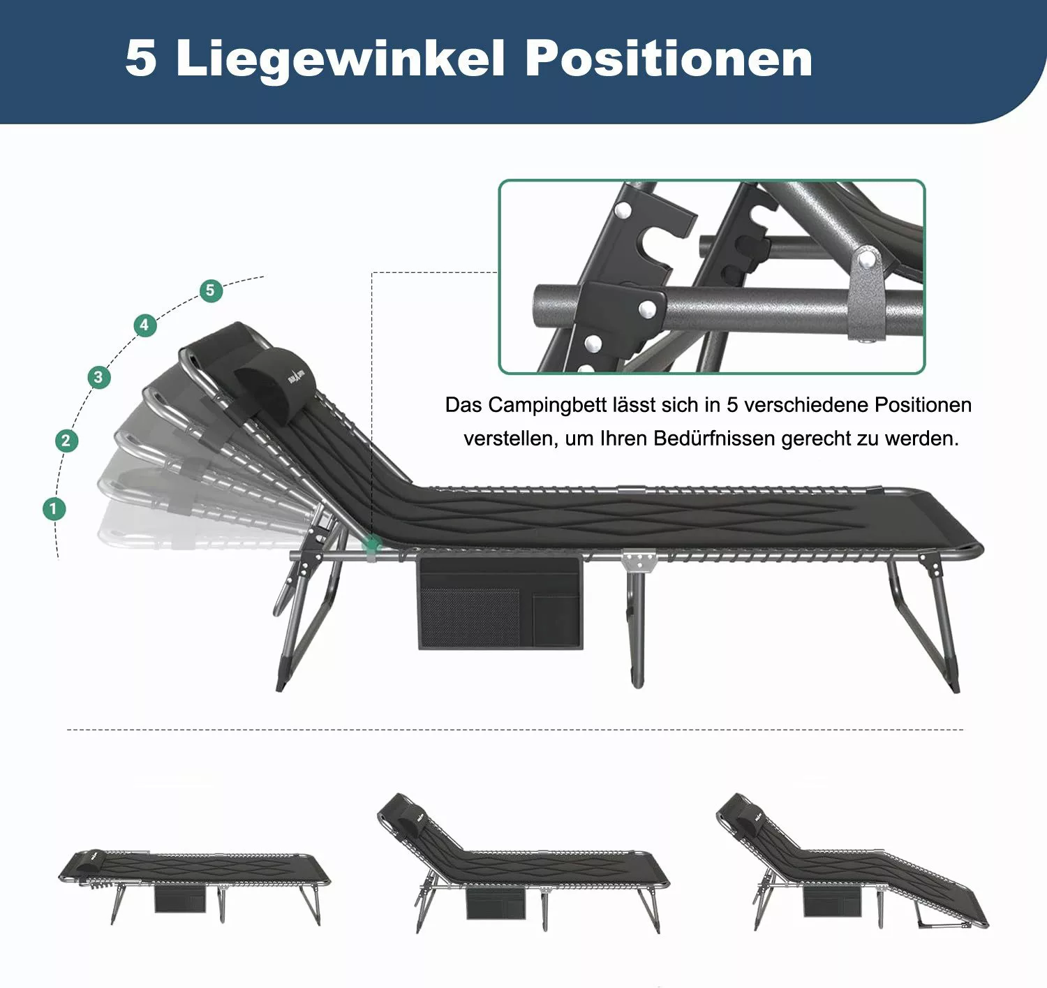 UDPATIO Campingliege Camping Betten Feldbetten Klappbar, günstig online kaufen