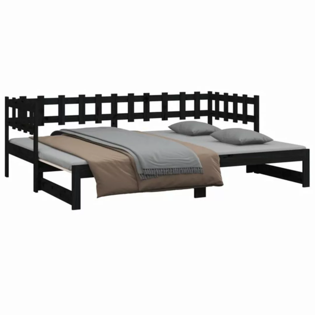 vidaXL Bett Tagesbett Ausziehbar Schwarz 2x(90x200) cm Massivholz Kiefer günstig online kaufen