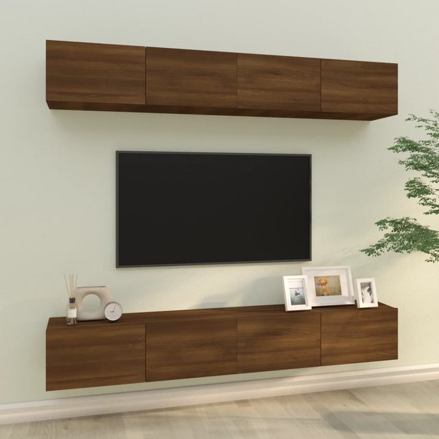 vidaXL Kleiderschrank TV-Wandschränke 4 Stk Braun Eiche 100x30x30 cm Wandsc günstig online kaufen