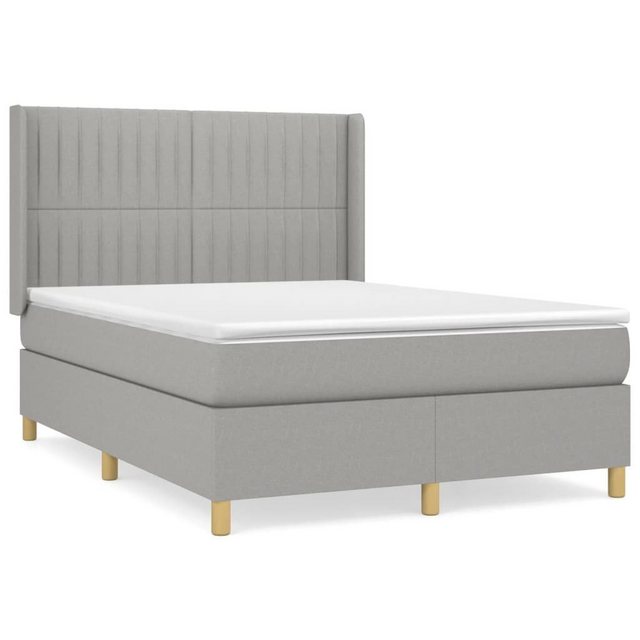 vidaXL Bettgestell Boxspringbett mit Matratze Hellgrau 140x200 cm Stoff Bet günstig online kaufen