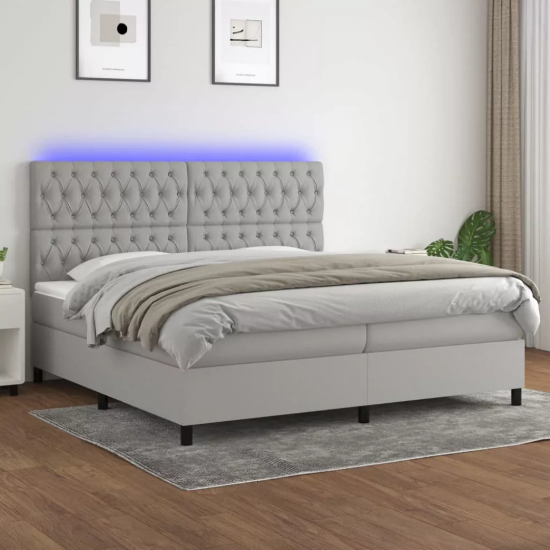 vidaXL Boxspringbett Boxspringbett mit Matratze LED Hellgrau 200x200 cm Sto günstig online kaufen