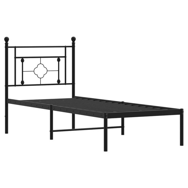 vidaXL Bettgestell Bettgestell mit Kopfteil Metall Schwarz 75x190 cm Bett B günstig online kaufen