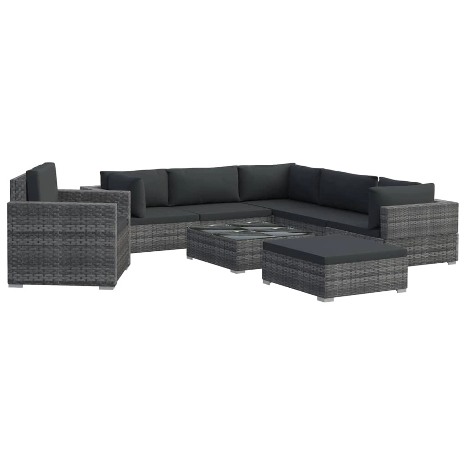 vidaXL 8-Tlg Garten-Lounge-Set mit Kissen Poly Rattan Grau 48278 günstig online kaufen
