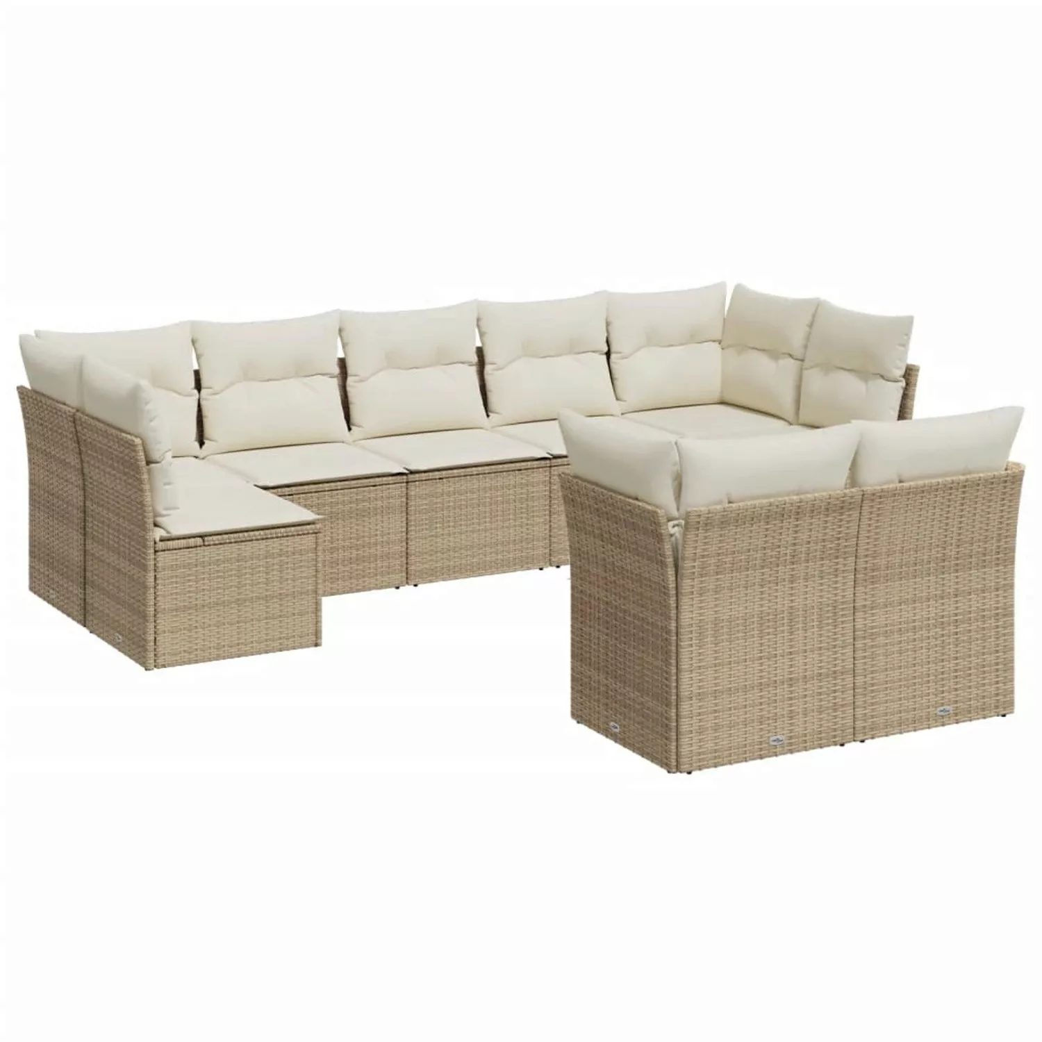 vidaXL 9-tlg Garten-Sofagarnitur mit Kissen Beige Poly Rattan Modell 43 günstig online kaufen