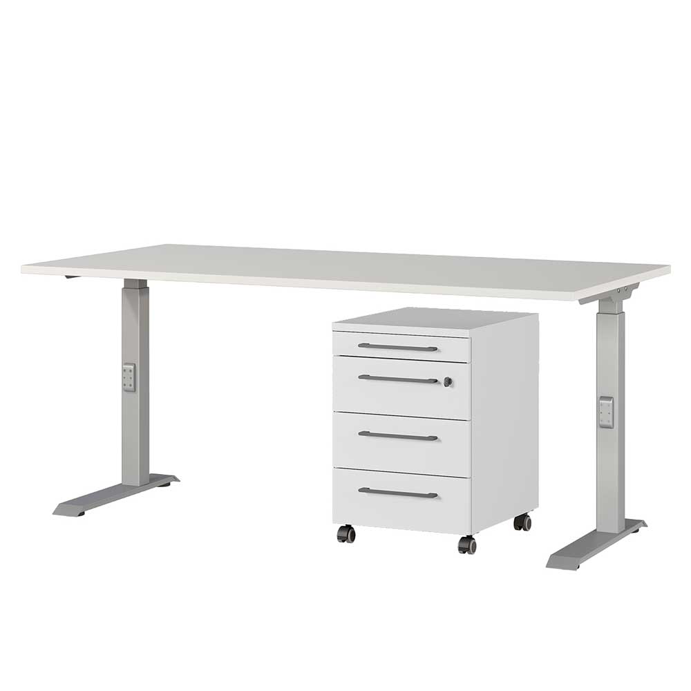 Bürotisch Schreibtisch mit Rollcontainer Made in Germany (zweiteilig) günstig online kaufen