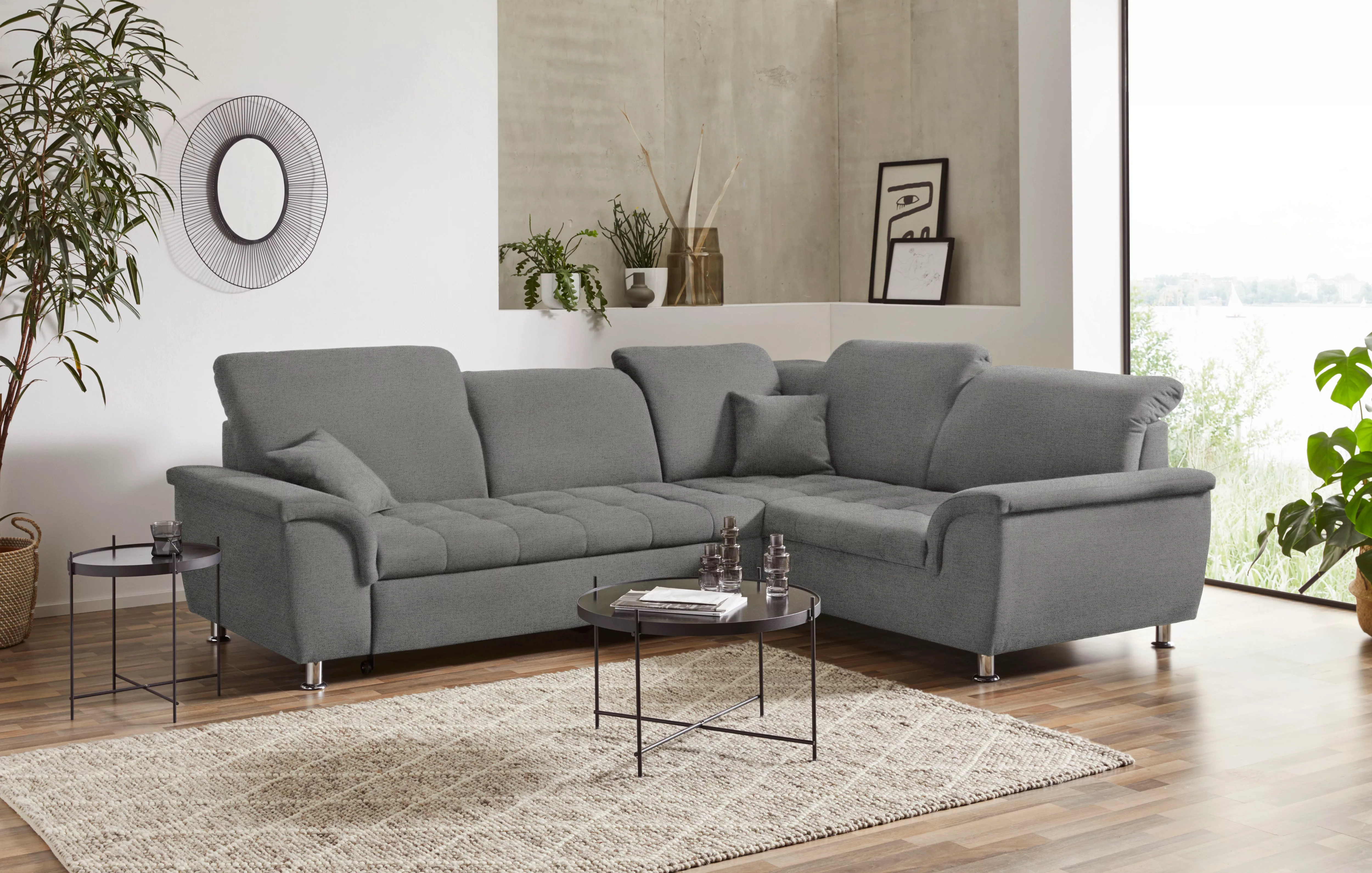 DOMO collection Ecksofa "Franzi, zeitlos und elegant, moderne Sitzheftung, günstig online kaufen