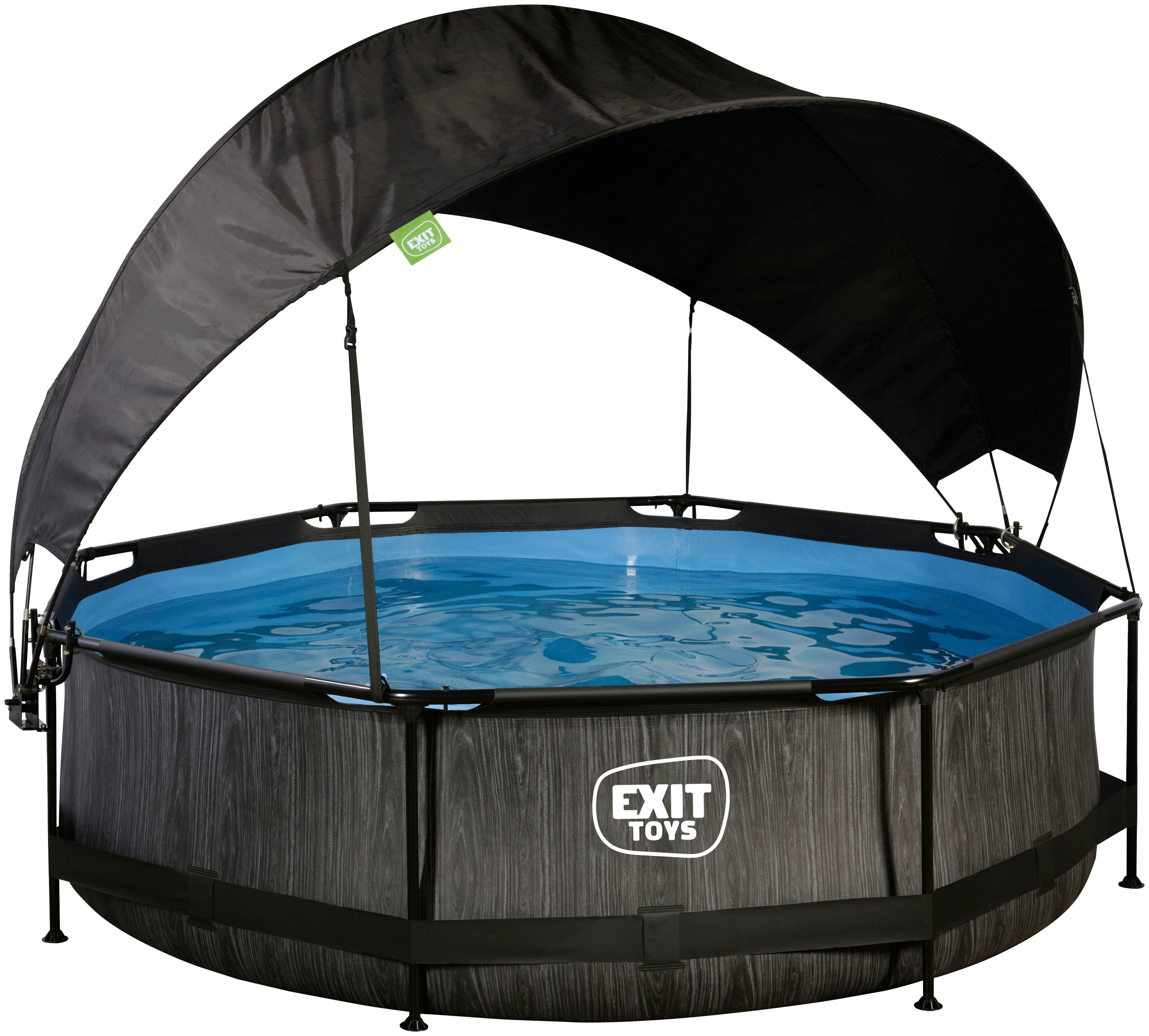 EXIT Framepool "Black Wood Pool ø300x76cm", mit Filterpumpe und Sonnensegel günstig online kaufen