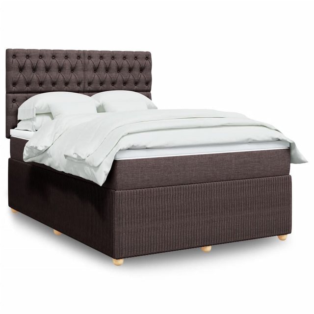 vidaXL Boxspringbett, Boxspringbett mit Matratze Dunkelbraun 140x200 cm Sto günstig online kaufen